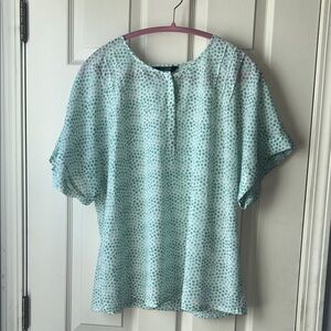 J. Crew Mint Green Polka Dot Short Sleeve Blouse | M